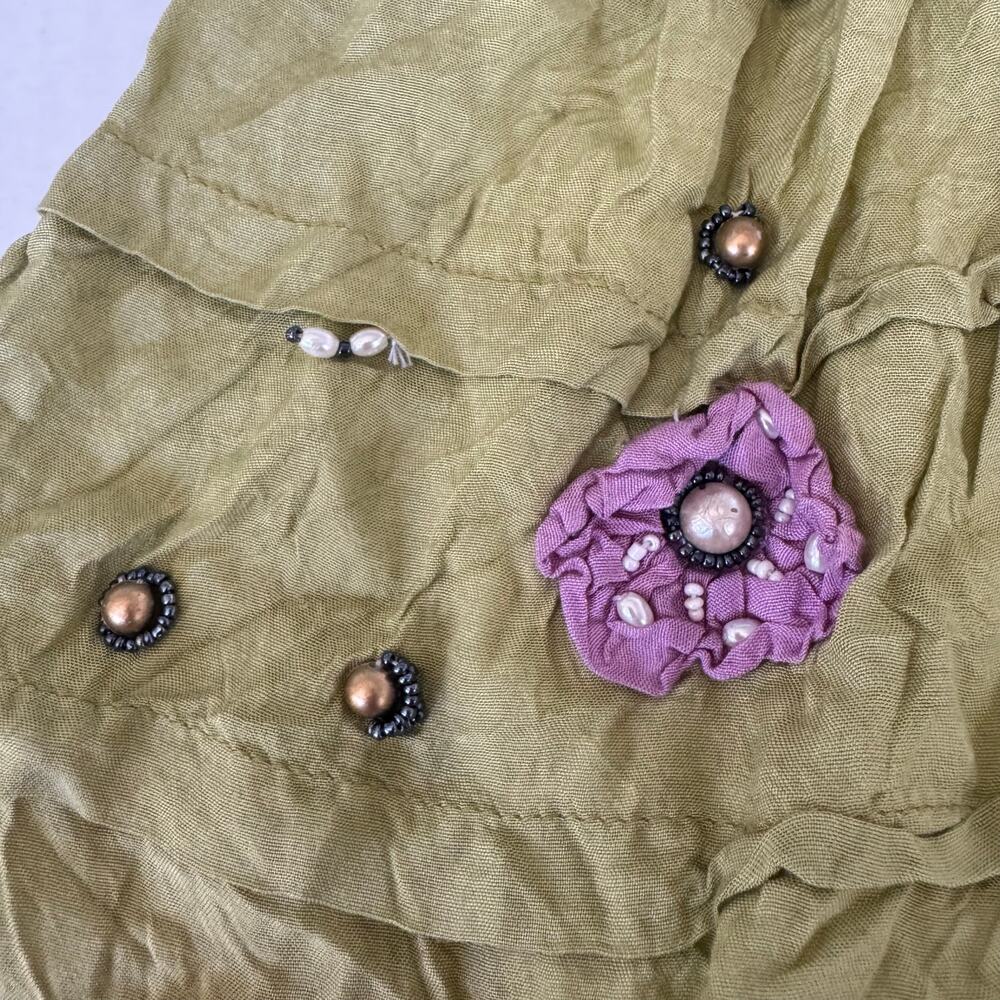 Beaded Small Green skirt Boho cottegecore flowy whimsy fairycore embroidered - Picture 5 of 13